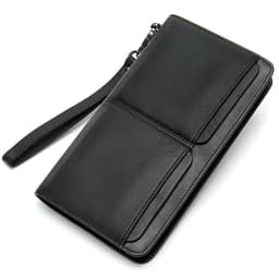 image-Business Double Pocket Men's Wallet Long Wallet Multiple Card Slots Genuine Leather Men's Clutch Clutch