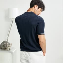 image-Fashion Short-sleeved Polo Shirt Summer Lapel Zipper T-shirt Tops Mens Clothing