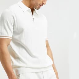 image-Fashion Short-sleeved Polo Shirt Summer Lapel Zipper T-shirt Tops Mens Clothing