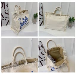 image-Women's Korean-style Letter Tassel Canvas Bag With Large Capacity