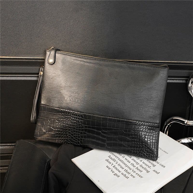image-Men's Crocodile Pattern Fashion Clutch Shoulder Crossbody