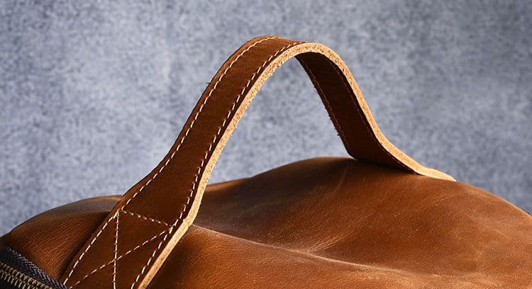 image-Vintage Crazy Horse Leather Hand-carrying Backpack Travel Leather Hiking Backpack