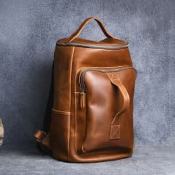 image-Vintage Crazy Horse Leather Hand-carrying Backpack Travel Leather Hiking Backpack