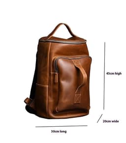 image-Vintage Crazy Horse Leather Hand-carrying Backpack Travel Leather Hiking Backpack