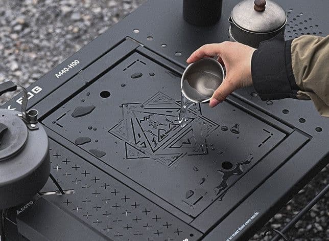 image-Combination Table Multifunctional Unit Fireback Portable Folding Camping Table