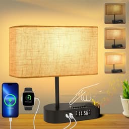 image-Multifunctional Bluetooth Playing Alarm Clock Fabric Table Lamp