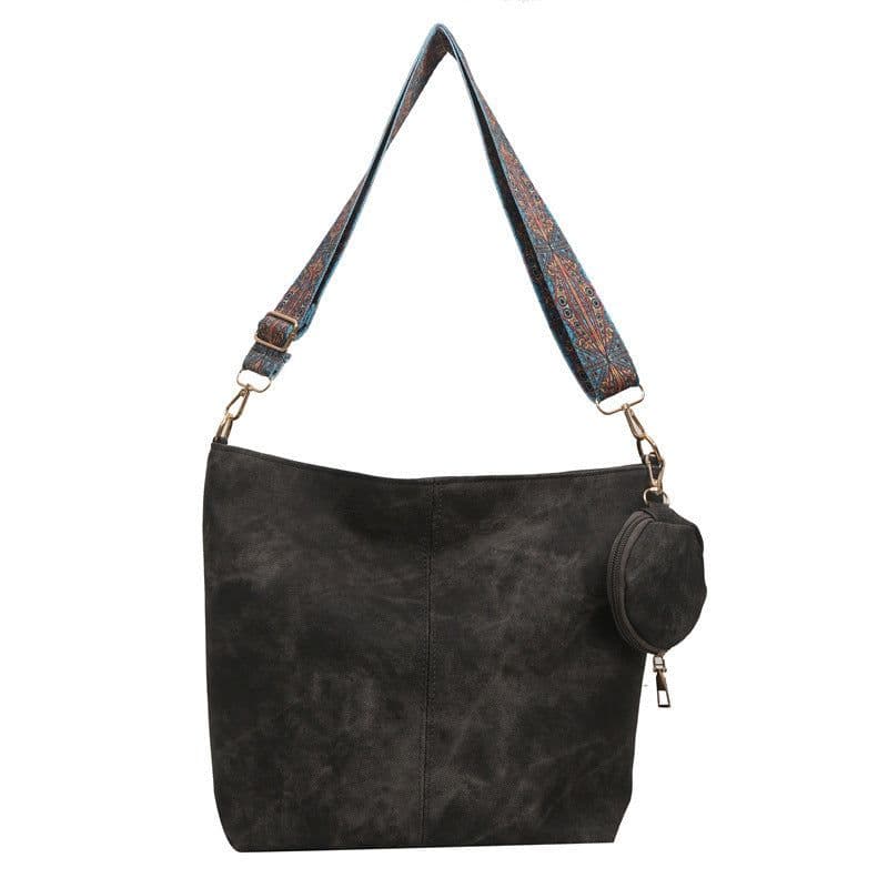 image-Large Capacity Fashion Vintage Wide Shoulder Strap Shoulder Bag