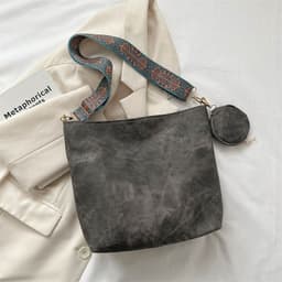 image-Large Capacity Fashion Vintage Wide Shoulder Strap Shoulder Bag