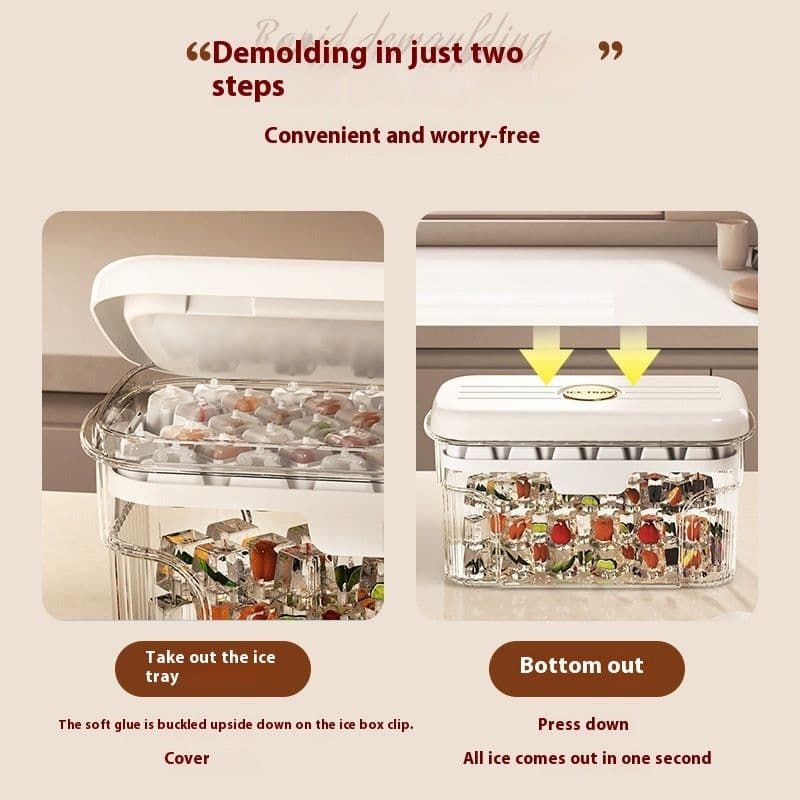 image-Pressing Ice Cube Mold With Lid Household Food Grade Ice Tray