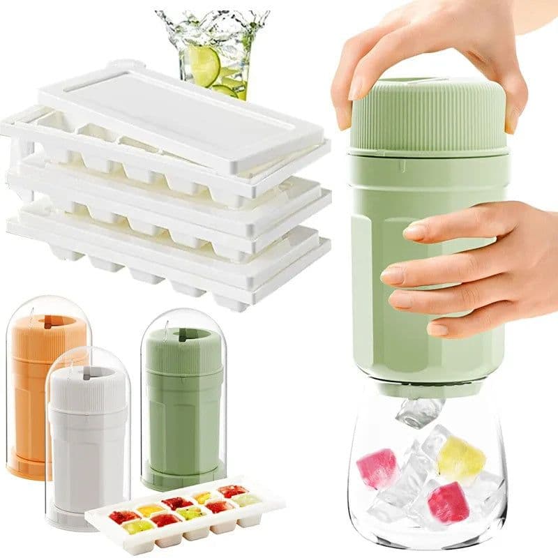 image-Twisting Ice Cup Rotating Release Ice Cube Trays Rotation With Cover Ice Block Mold For Freezer Home Refrigerator Storage