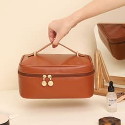 image-Large Capacity PU Waterproof Student Portable Portable Toiletry Bag