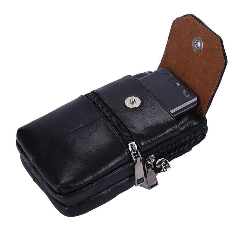 image-Men's Multi-functional Outdoor Portable Fashion Leather Belt Bag