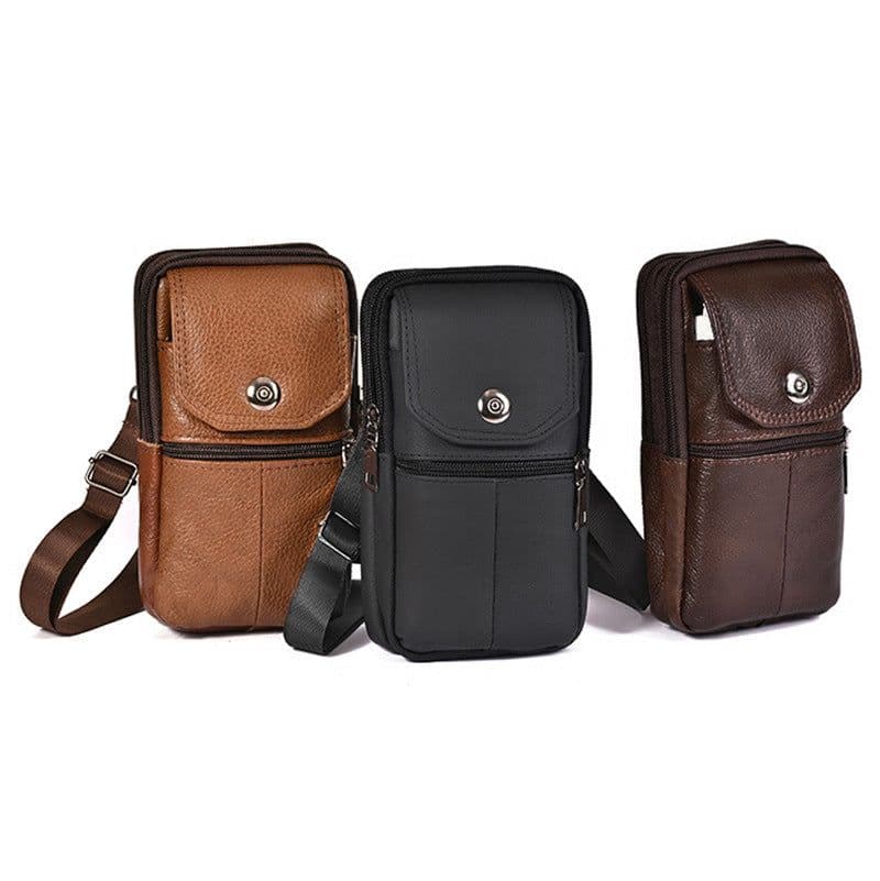 image-Men's Multi-functional Outdoor Portable Fashion Leather Belt Bag