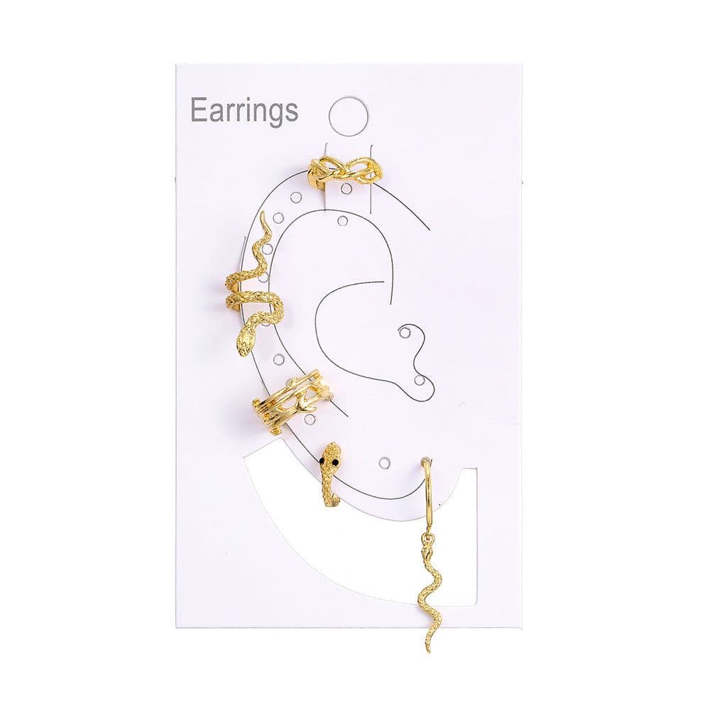 image-Punk Gold Plated Animal Snake Clip Earrings Ear Clip Without Piercing For Women Fake Piercing Ear Cuffs Trendy Jewelry