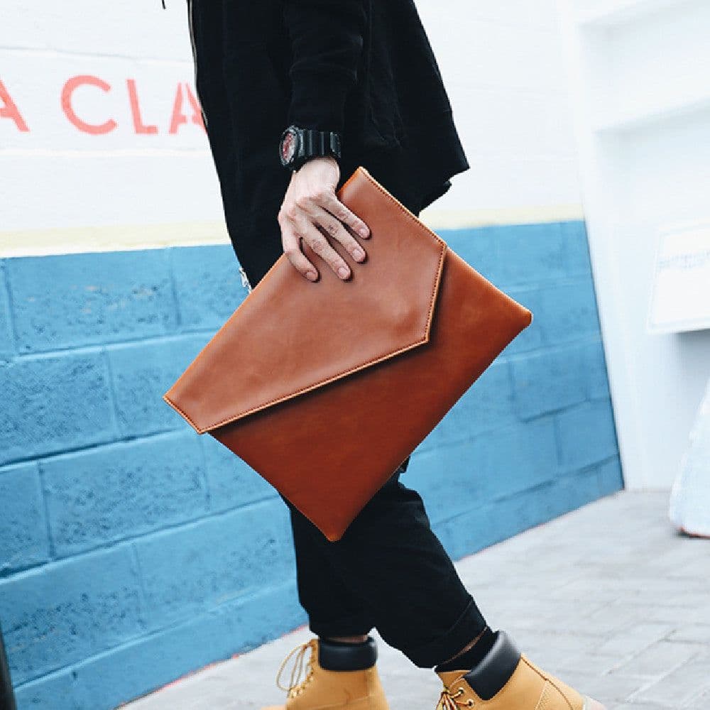 image-Leather Upgraded Men's Style Business Casual Fashion Hand-held Envelope File Bag