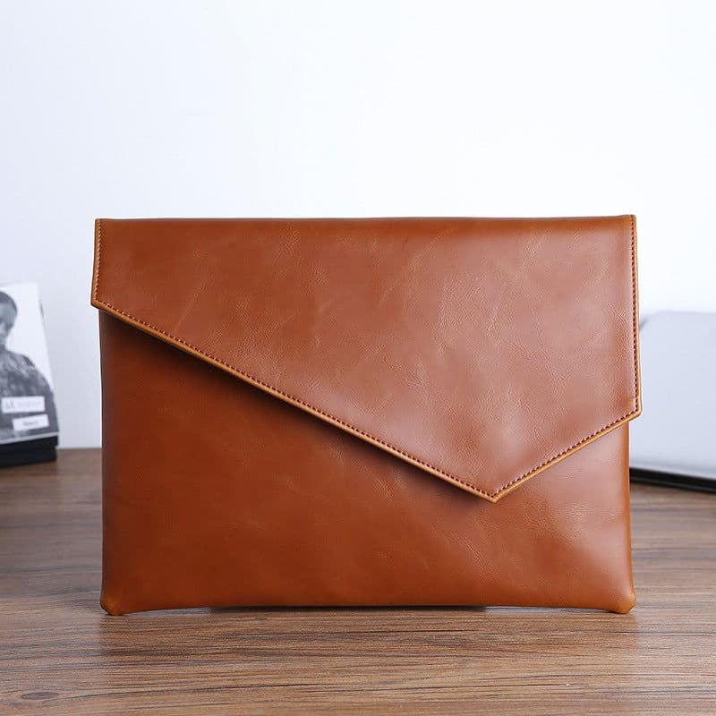 image-Leather Upgraded Men's Style Business Casual Fashion Hand-held Envelope File Bag