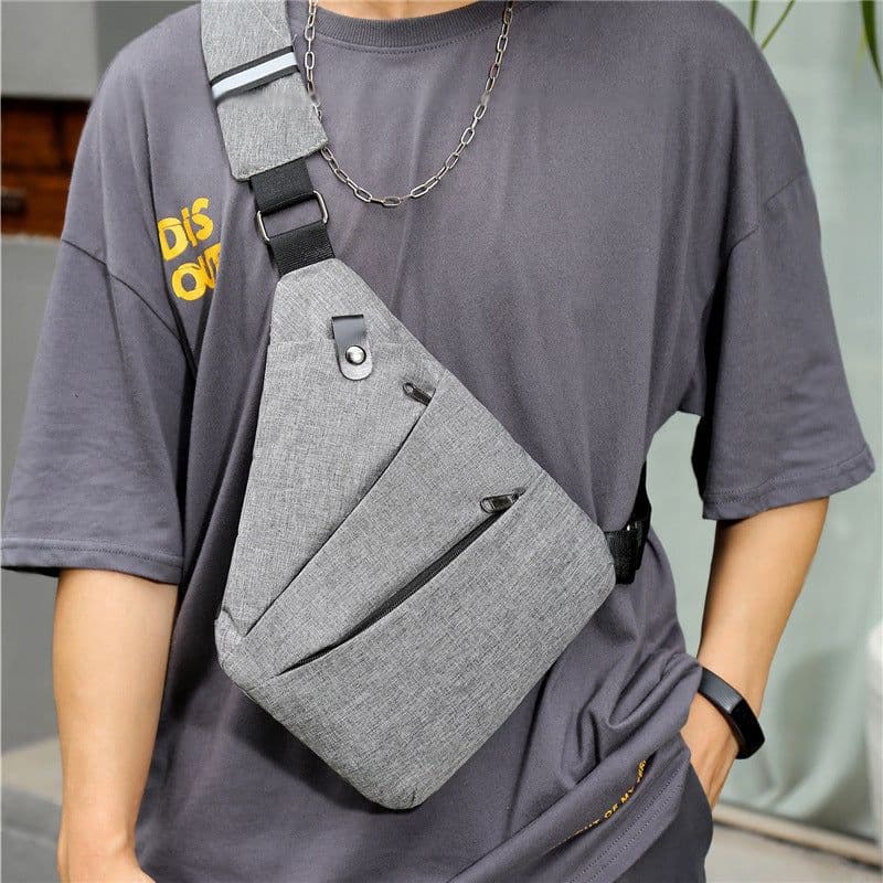 image-Men's Casual Sports Checkered Outdoor Single-shoulder Bag