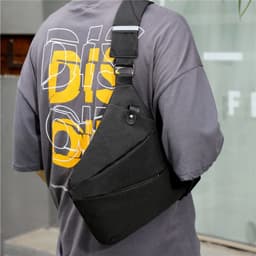 image-Men's Casual Sports Checkered Outdoor Single-shoulder Bag