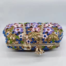 image-Dripping Oil Diamond Evening Bag Enamel Color Flower Clutch