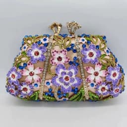 image-Dripping Oil Diamond Evening Bag Enamel Color Flower Clutch