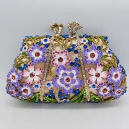image-Dripping Oil Diamond Evening Bag Enamel Color Flower Clutch