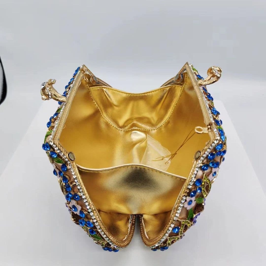 image-Dripping Oil Diamond Evening Bag Enamel Color Flower Clutch