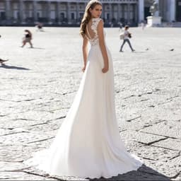 image-A Series Chiffon Wedding Dress V-neck Long Sleeve