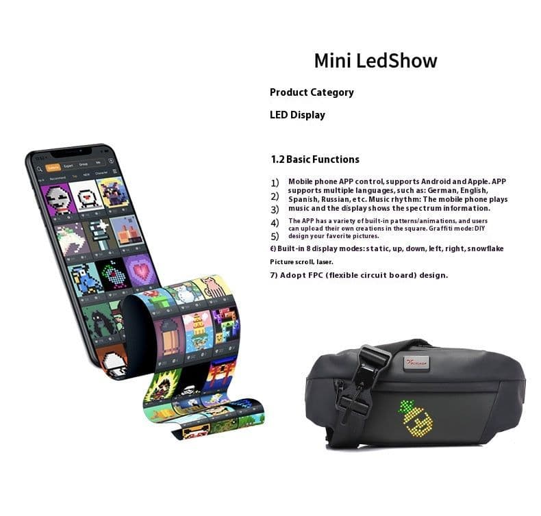 image-LED Smart Waist Bag Outdoor Sports Billboard Mobile Display