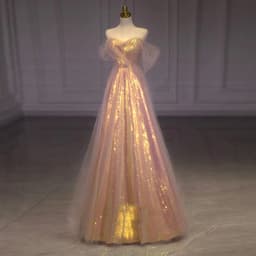 image-New Mesh Slimming Annual Party Banquet Host Mermaid Off-shoulder Evening Dress For Women