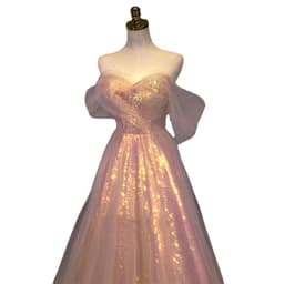 image-New Mesh Slimming Annual Party Banquet Host Mermaid Off-shoulder Evening Dress For Women
