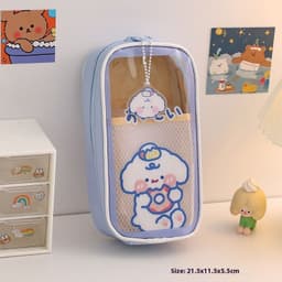 image-Cartoon Stationery Large Capacity Transparent And Cute Student Pencil Case Stationery Box