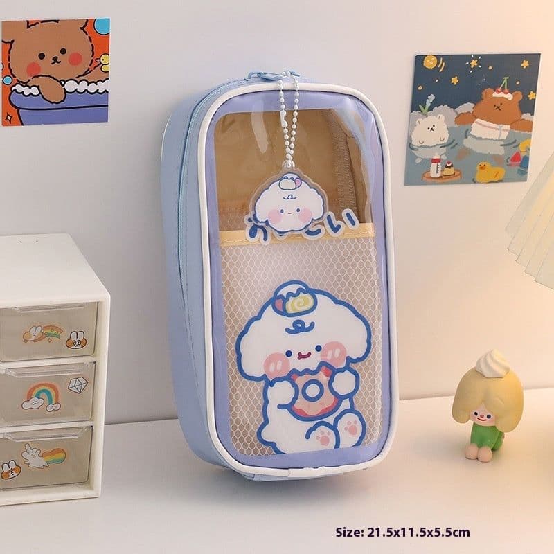 image-Cartoon Stationery Large Capacity Transparent And Cute Student Pencil Case Stationery Box