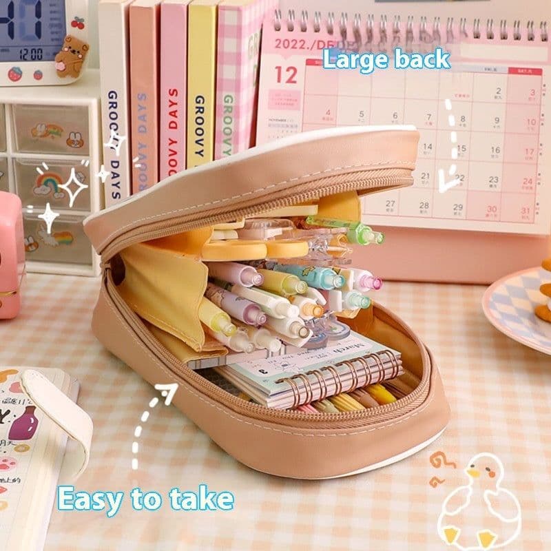 image-Cartoon Stationery Large Capacity Transparent And Cute Student Pencil Case Stationery Box