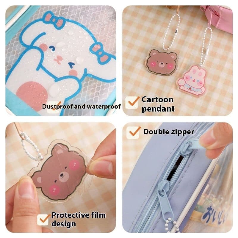 image-Cartoon Stationery Large Capacity Transparent And Cute Student Pencil Case Stationery Box