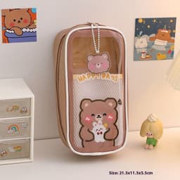 image-Cartoon Stationery Large Capacity Transparent And Cute Student Pencil Case Stationery Box