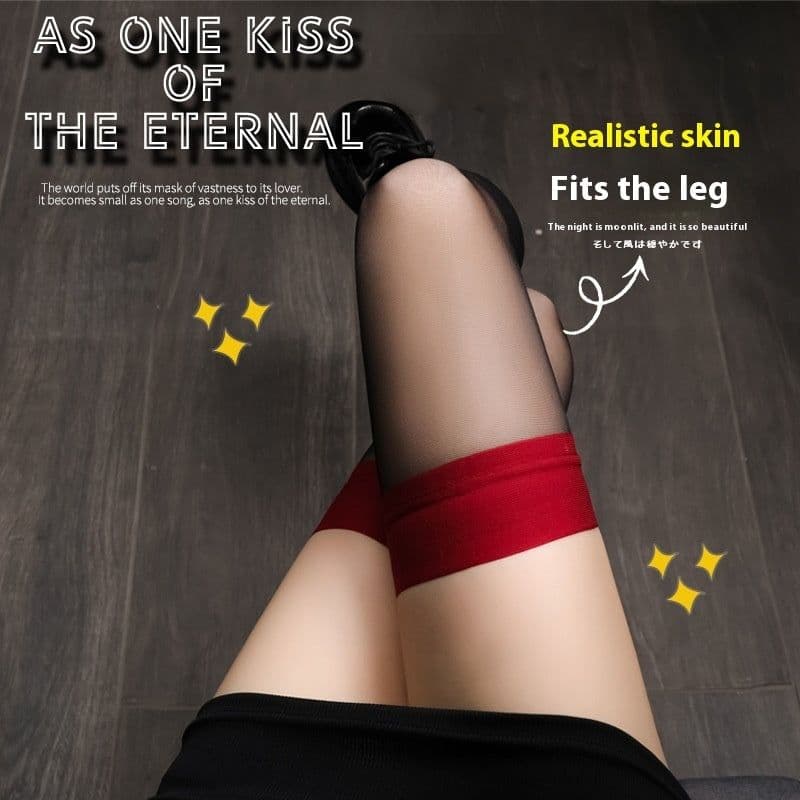 image-Black Silk Stockings Anti-snagging Durable Thin Red Edge Silicone Anti-snagging