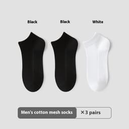 image-Cotton Anti-Pilling Short Socks Men's Deodorant And Sweat-absorbing Invisible Tight Mesh Boat Socks