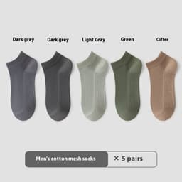 image-Cotton Anti-Pilling Short Socks Men's Deodorant And Sweat-absorbing Invisible Tight Mesh Boat Socks