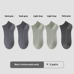 image-Cotton Anti-Pilling Short Socks Men's Deodorant And Sweat-absorbing Invisible Tight Mesh Boat Socks