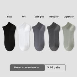 image-Cotton Anti-Pilling Short Socks Men's Deodorant And Sweat-absorbing Invisible Tight Mesh Boat Socks