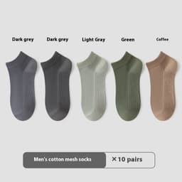 image-Cotton Anti-Pilling Short Socks Men's Deodorant And Sweat-absorbing Invisible Tight Mesh Boat Socks