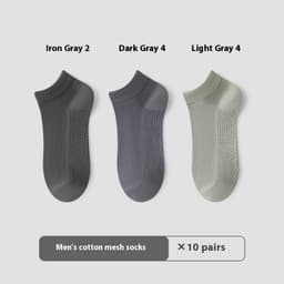 image-Cotton Anti-Pilling Short Socks Men's Deodorant And Sweat-absorbing Invisible Tight Mesh Boat Socks