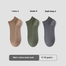 image-Cotton Anti-Pilling Short Socks Men's Deodorant And Sweat-absorbing Invisible Tight Mesh Boat Socks