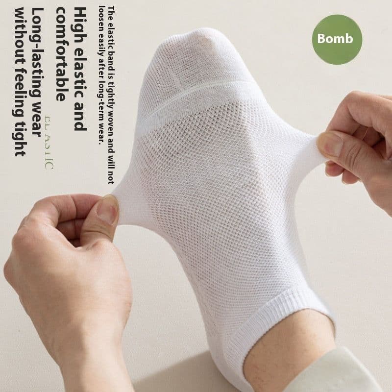 image-Cotton Anti-Pilling Short Socks Men's Deodorant And Sweat-absorbing Invisible Tight Mesh Boat Socks
