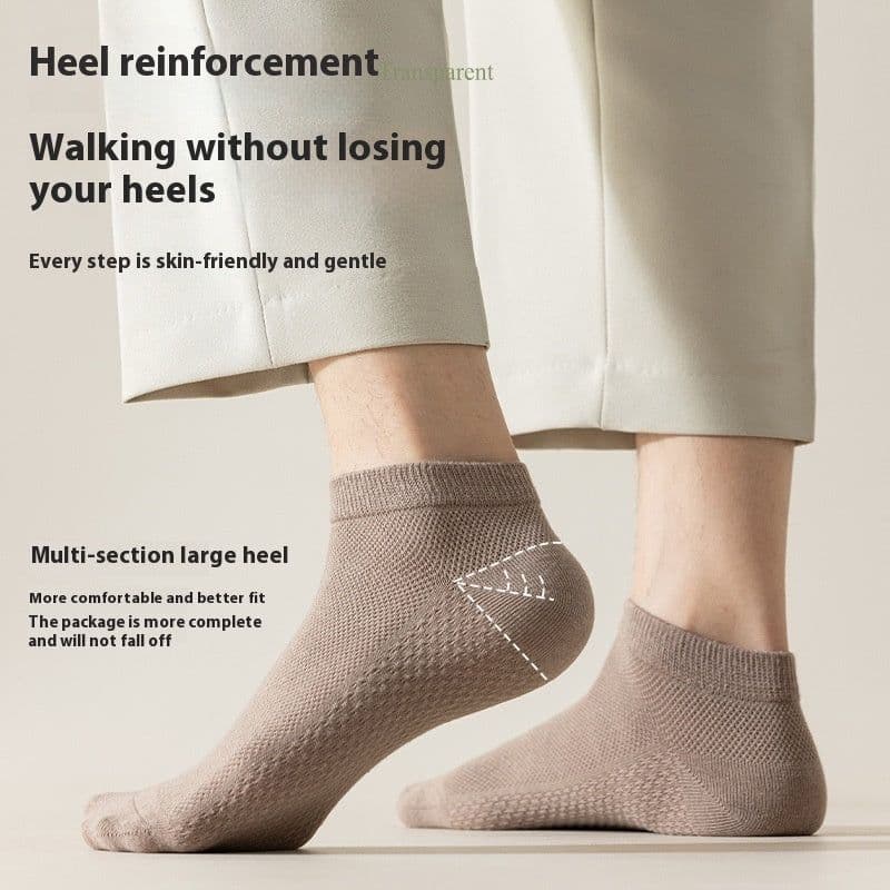 image-Cotton Anti-Pilling Short Socks Men's Deodorant And Sweat-absorbing Invisible Tight Mesh Boat Socks