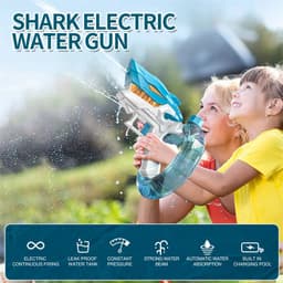 image-New Shark Electric Water Gun Toys Fully Automatic Continuous Fire Water Gun Large Capacity Beach Summer Children's Water Playing Toys