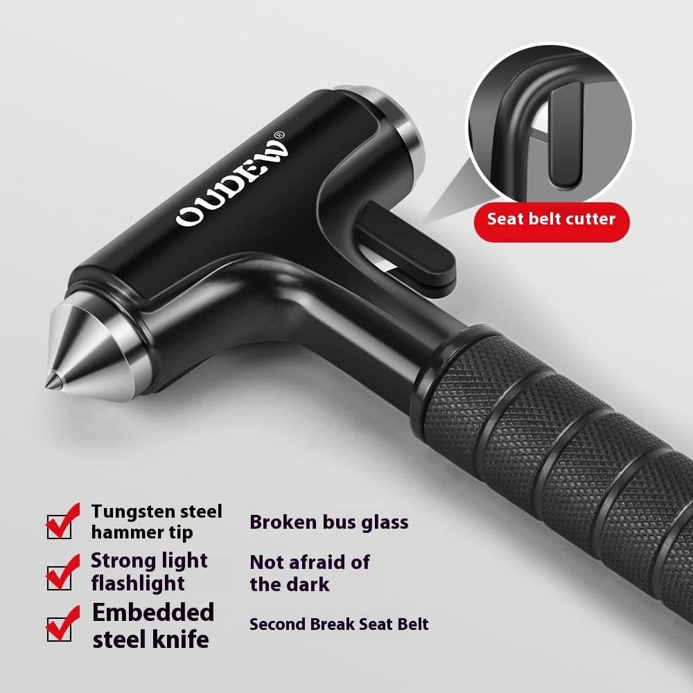 image-Multifunctional All-metal Emergency Window Break Hammer Stainless Steel