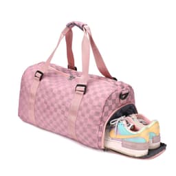 image-Fashion Plaid Workout Travel Bag Large Capacity Dry Wet Separation