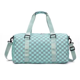 image-Fashion Plaid Workout Travel Bag Large Capacity Dry Wet Separation