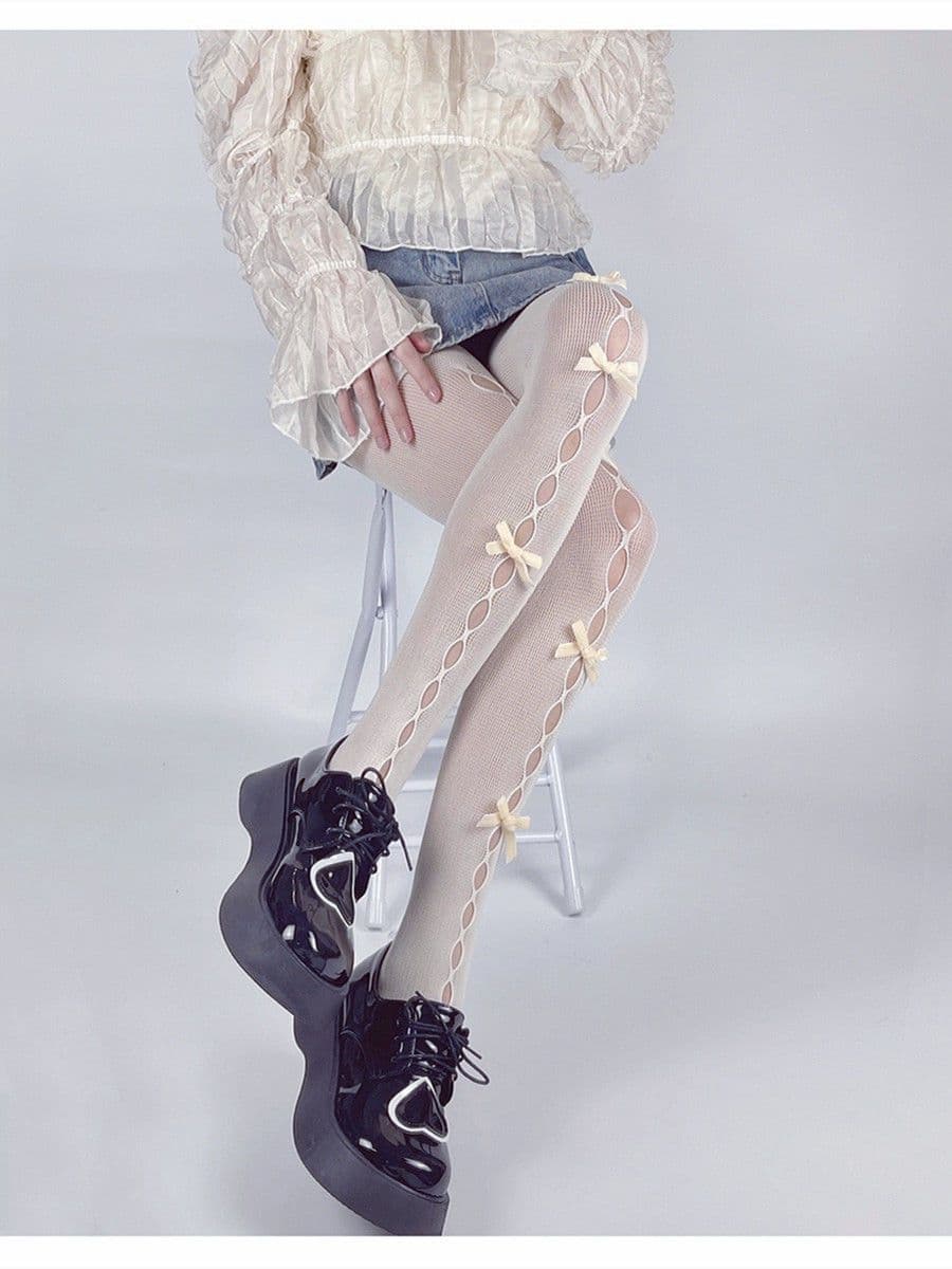 image-Lace Milky White Stockings For Women